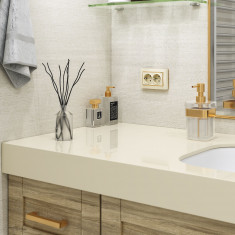 Рамка из поликарбоната для двойной розетки Snabb слоновая кость/золото W0081932 &mdash; Multielectrika