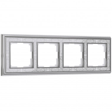 Рамка на 4 поста (хром/белый) WL77-Frame-04 — Multielectrika