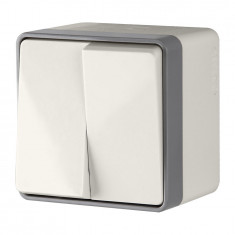 Выключатель двухклавишный влагозащищенный Gallant (слоновая кость) WL15-03-02 &mdash; Multielectrika