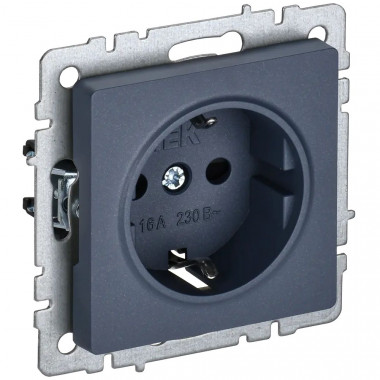 Розетка с заземлением с защитными шторками 16А IEK Brite РСР14-1-0-БрМ маренго — Multielectrika