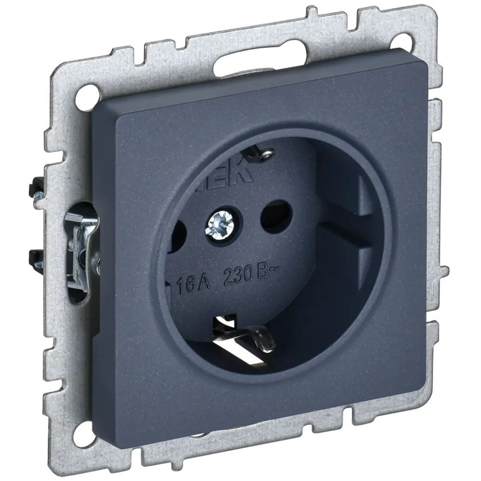 Розетка с заземлением с защитными шторками 16А IEK Brite РСР14-1-0-БрМ маренго фото 1 — Multielectrika