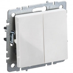 Выключатель двухклавишный 10А IEK Brite ВС10-2-0-БрБ белый &mdash; Multielectrika