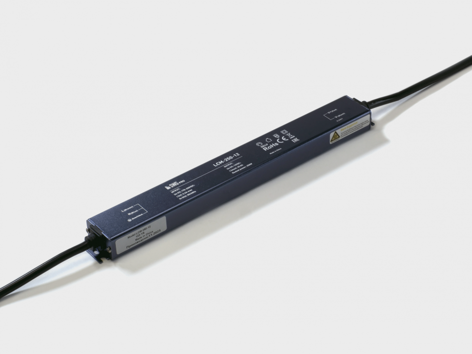 Блок питания сверхтонкий черный, 250Вт, 12В, IP67, LCM-250-12 фото 1 — Multielectrika