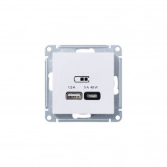 Зарядное устройство USB+Type C Systeme Electric AtlasDesign 45Вт, высокоскор.заряд. QC, PD, лотос &mdash; Multielectrika