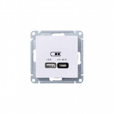 Зарядное устройство USB+Type C Systeme Electric AtlasDesign 45Вт, высокоскор.заряд. QC, PD, лотос — Multielectrika