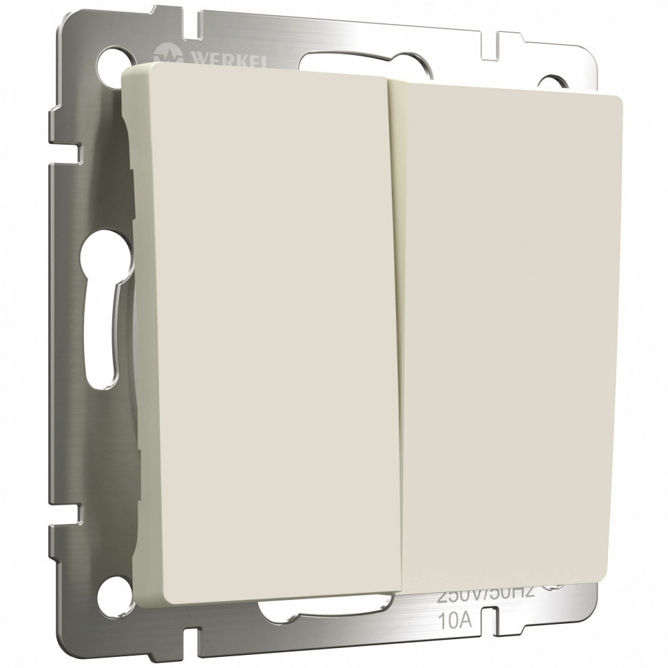 Выключатель двухклавишный (айвори матовый) W1120062 фото 1 &mdash; Multielectrika