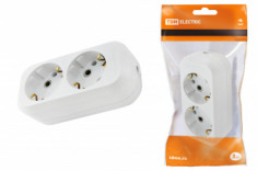 Колодка розеточная 2 гнезда 2П+З 16А 250В белая TDM &mdash; Multielectrika