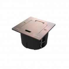 Лючок с розеткой Systeme Electric MultiDesk, цвет Медь, 2К+З, 16А/250В, IP44 с монтажной коробкой для стены, фальшпола, стола, тип MDK21 &mdash; Multielectrika