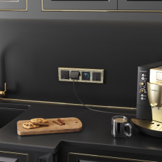 Рамка на 4 поста (золото/черный) WL77-Frame-04 &mdash; Multielectrika