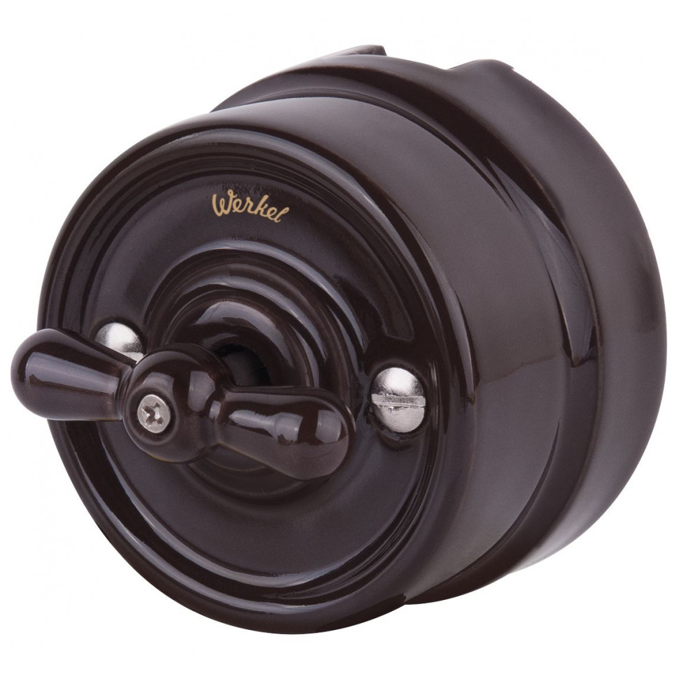 Переключатель/выключатель одноклавишный коричневый ретро W5612014 фото 1 &mdash; Multielectrika