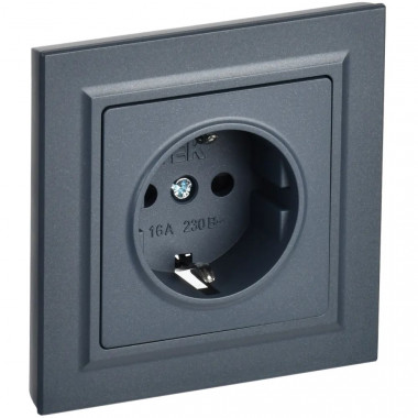Розетка с заземлением с защитными шторками 16А в сборе IEK Brite РСР14-1-0-БрМ маренго — Multielectrika