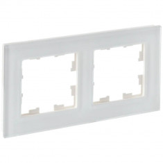 Рамка на 2 поста IEK Brite РУ-2-2-Бр стекло белый матовый &mdash; Multielectrika