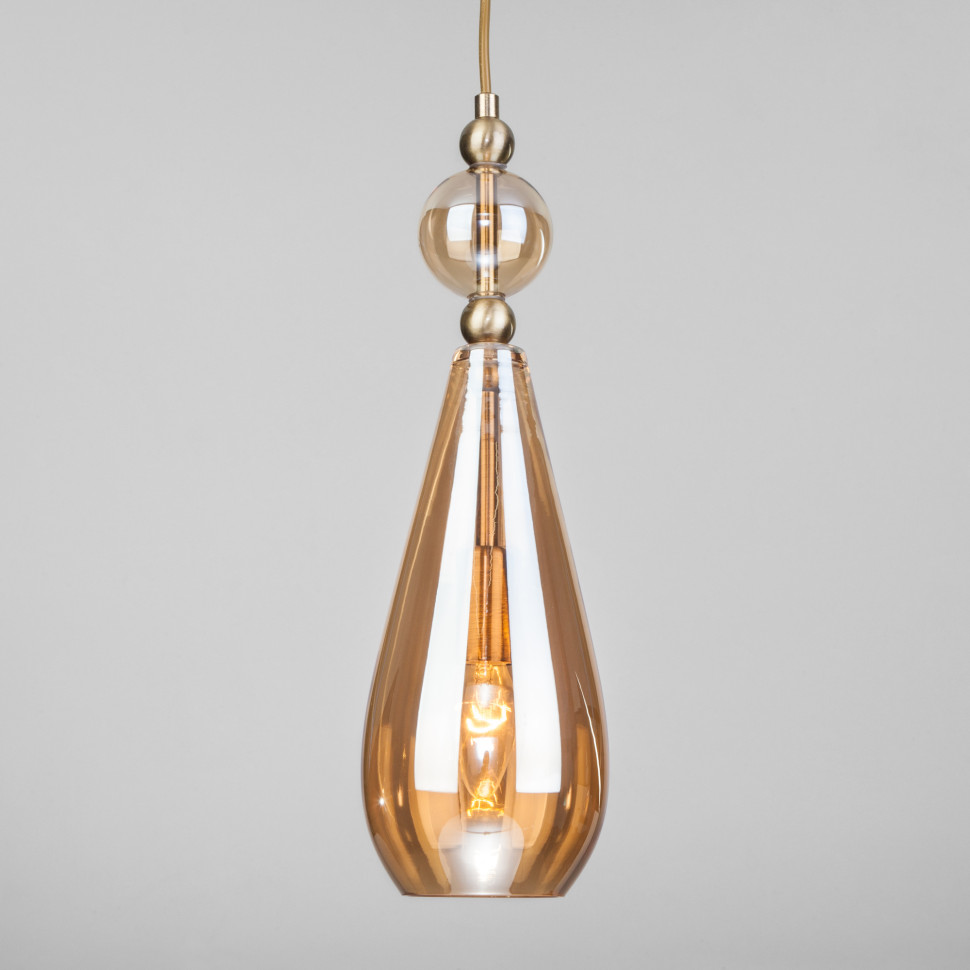 Подвесной светильник со стеклянным плафоном 50202/1 янтарный фото 1 — Multielectrika