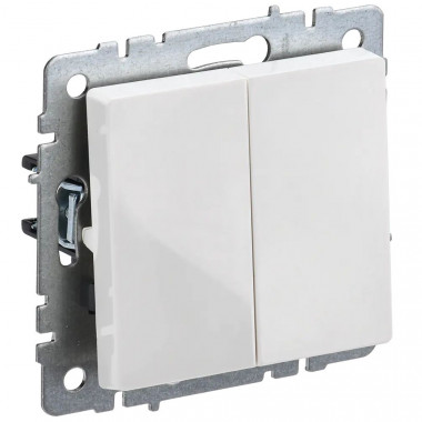 Выключатель двухклавишный проходной 10А IEK Brite ВС10-2-6-БрБ белый — Multielectrika