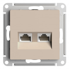 Розетка двойная RJ-45 Systeme Electric AtlasDesign кат. 5E, песочный &mdash; Multielectrika