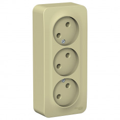 Розетка тройная Systeme Electric Blanca без заземления, бежевая 16А &mdash; Multielectrika