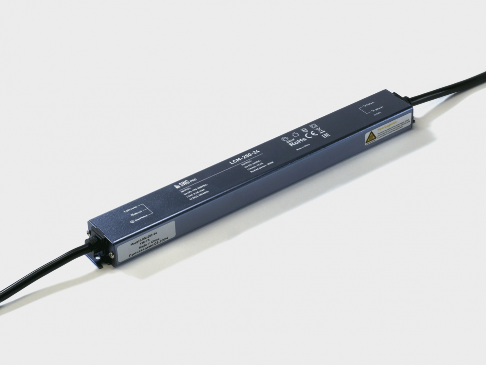 Блок питания сверхтонкий черный, 250Вт, 24В, IP67, LCM-250-24 фото 1 — Multielectrika