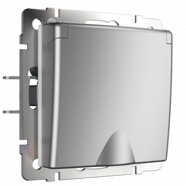 W1171206/ Розетка влагозащ. с зазем. с защит. крышкой и шторками (серебряный) W1171206 &mdash; Multielectrika