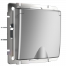 W1171206/ Розетка влагозащ. с зазем. с защит. крышкой и шторками (серебряный) W1171206