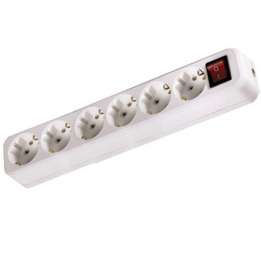 Колодка розеточная TDM 6-местный, с выключателем, с заземлением, белый, SQ1806-0040 — Multielectrika