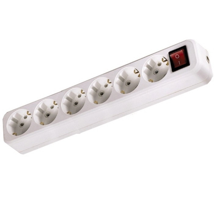 Колодка розеточная TDM 6-местный, с выключателем, с заземлением, белый, SQ1806-0040 фото 1 — Multielectrika