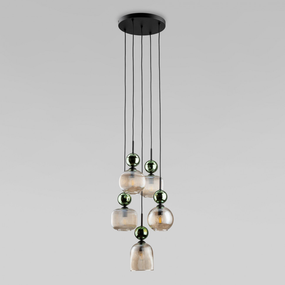 Подвесной светильник со стеклянными плафонами 11149 Sophia Green Cognac фото 1 &mdash; Multielectrika