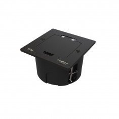 Лючок с розеткой Systeme Electric MultiDesk, цвет Черный матовый, 2К+З, 16А/250В, IP44 с монтажной коробкой для стены, фальшпола, стола, тип MDK21 &mdash; Multielectrika