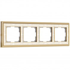Рамка на 4 поста (золото/белый) WL77-Frame-04 &mdash; Multielectrika