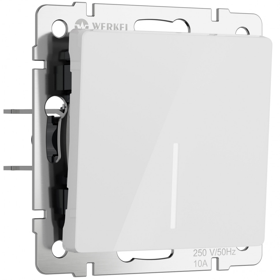 Выключатель одноклавишный с подсветкой (белый акрил) W1110141 фото 1 &mdash; Multielectrika