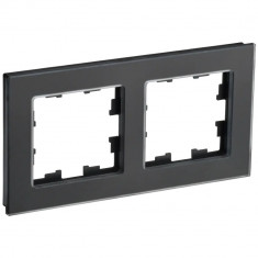 Рамка на 2 поста IEK Brite РУ-2-2-Бр стекло черный матовый &mdash; Multielectrika