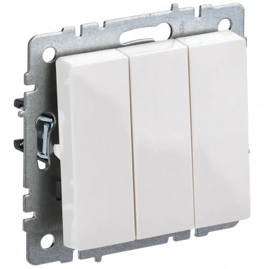 Выключатель трехклавишный 10А IEK Brite ВС10-3-0-БрБ белый — Multielectrika