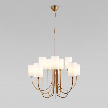 Умная подвесная люстра с тканевыми абажурами 60164/10 латунь — Multielectrika