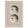 Розетка двойная Systeme Electric AtlasDesign без заземления, в сборе, 16А, песочный фото 2 — Multielectrika