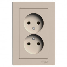 Розетка двойная Systeme Electric AtlasDesign без заземления, в сборе, 16А, песочный &mdash; Multielectrika