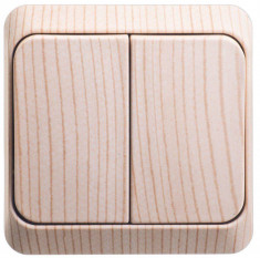 Выключатель двухклавишный с подсветкой 10АХ сосна Schneider Electric Этюд BA10-006D &mdash; Multielectrika