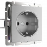Розетка с заземлением (серебряный) W1171006