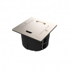 Лючок с розеткой Systeme Electric MultiDesk, цвет Никель, 2К+З, 16А/250В, IP44 с монтажной коробкой для стены, фальшпола, стола, тип MDK21 &mdash; Multielectrika