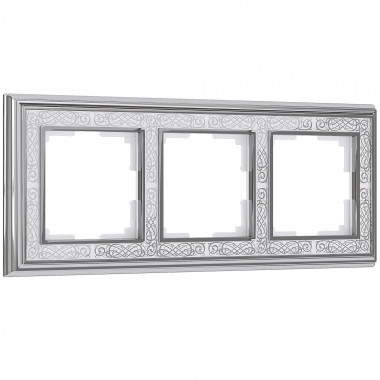 Рамка на 3 поста (хром/белый) WL77-Frame-03 — Multielectrika