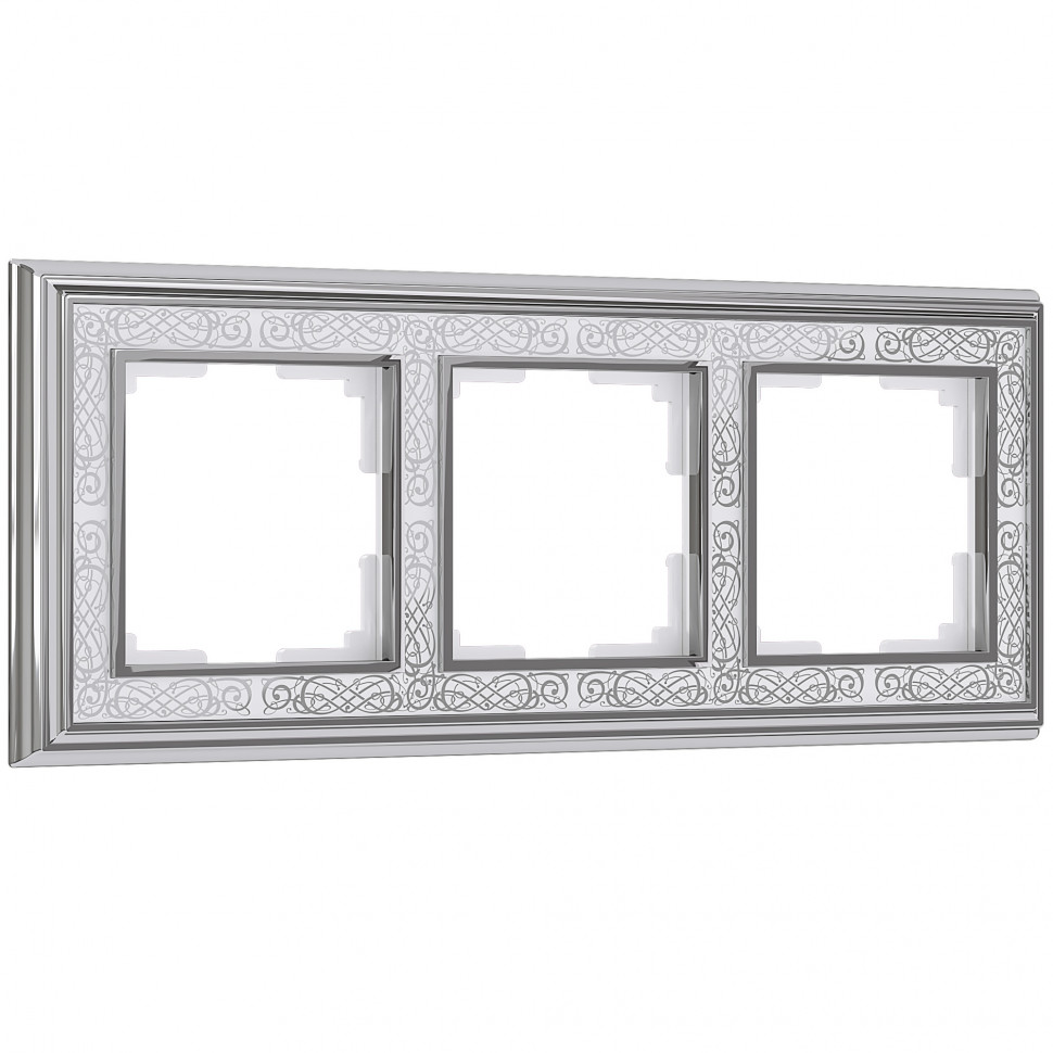 Рамка на 3 поста (хром/белый) WL77-Frame-03 фото 1 — Multielectrika