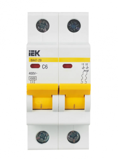 Автоматический выключатель ВА47-29 2Р 6А 4,5кА характеристика С IEK MVA20-2-006-C — Multielectrika