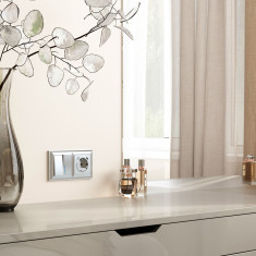 Выключатель двухклавишный проходной с подсветкой (серебряный) W1122106 &mdash; Multielectrika