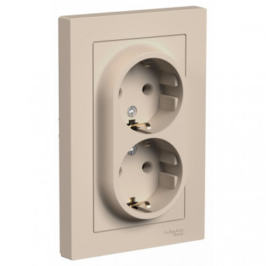 Розетка двойная Systeme Electric AtlasDesign в сборе, 16А, песочный — Multielectrika