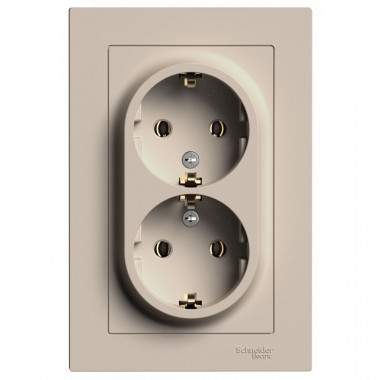 Розетка двойная Systeme Electric AtlasDesign в сборе, 16А, песочный — Multielectrika