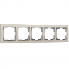 Рамка из поликарбоната на 5 постов Snabb слоновая кость/хром W0051903 &mdash; Multielectrika