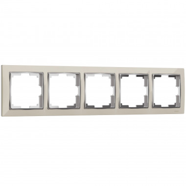 Рамка из поликарбоната на 5 постов Snabb слоновая кость/хром W0051903 — Multielectrika