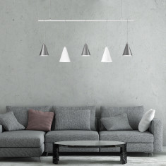 Подвесной светильник с конусными плафонами 50088/5 белый/серебро &mdash; Multielectrika