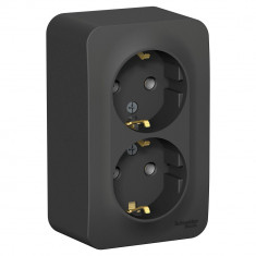 Розетка двойная Systeme Electric Blanca антрацит 16 А (тонкая) &mdash; Multielectrika