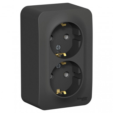Розетка двойная Systeme Electric Blanca антрацит 16 А (тонкая) — Multielectrika