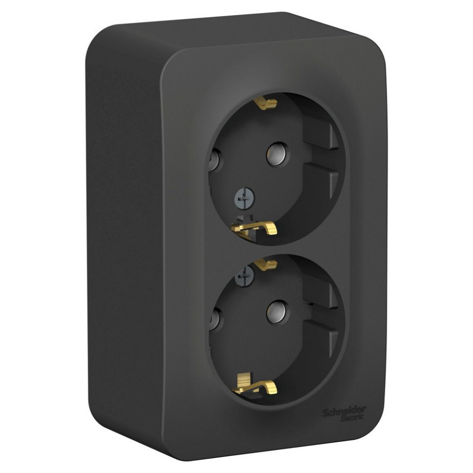 Розетка двойная Systeme Electric Blanca антрацит 16 А (тонкая) фото 1 — Multielectrika