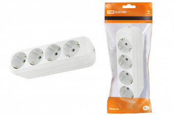 Колодка розеточная 4 гнезда 2П+3 16А 250В белая TDM фото 1 — Multielectrika